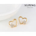 91664 Fashion Elegant CZ Diamond Heart-Shaped 18k Gold-Plated Imitation Jewelry Earring Studs